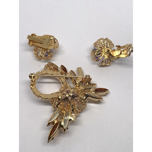 VTG Unsigned Juliana Brooch and matching Clip on earrings - Picture 3 of 7